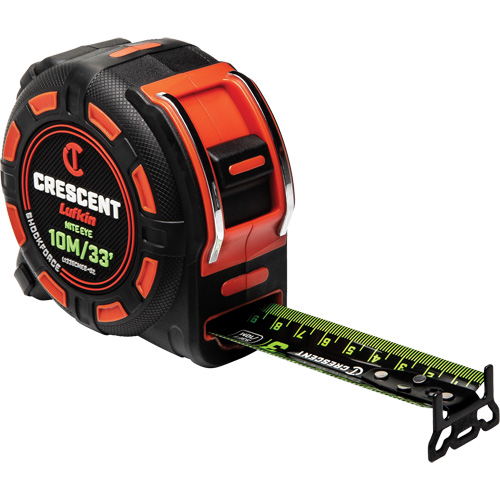 Ruban &agrave; mesurer Shockforce NITE EYE, 1-1/4" x 35'/10 m, Marques de goujon M&eacute;trique/SAE Nia-Chem Ltd.