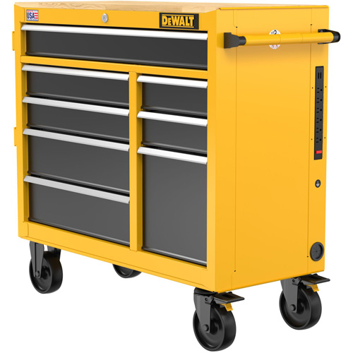 Heavy-Duty Mobile Workstation, 8 Drawers, 40" W x Yellow Nia-Chem Ltd.