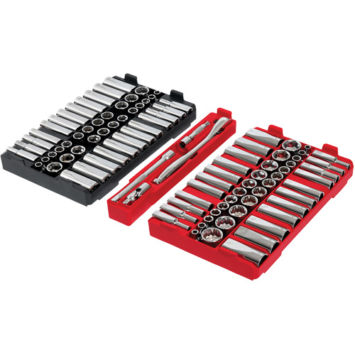 Metric/SAE Ratchet & Socket Set with PACKOUT Low-Profile Organizer, 98 Pcs, 3/8" Drive Size Nia-Chem Ltd.