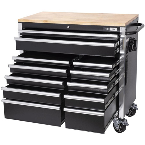 HDRC4112 HD Series Roller Cabinet, 12 Drawers, 41" W x 21" D x 40-3/10" H, Black Nia-Chem Ltd.