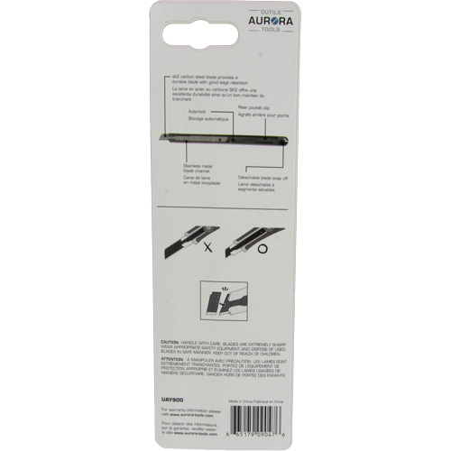 Couteau d'usage g&eacute;n&eacute;ral de 9 mm , Acier inoxydable, Prise en Plastique Nia-Chem Ltd.