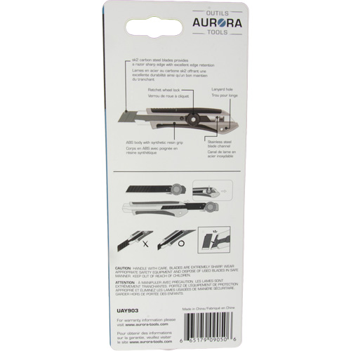 Couteau professionnel de 18 mm, Acier inoxydable, Robuste, Prise en Caoutchouc Nia-Chem Ltd.