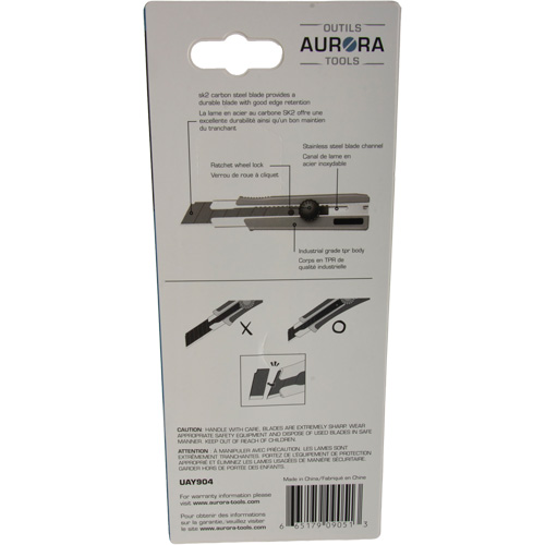 Couteau r&eacute;tractable de 25 mm, Acier inoxydable, Robuste, Prise en Caoutchouc Nia-Chem Ltd.