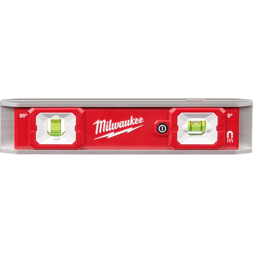 Torpedo Level with Lighted Vials, 9" L, Aluminum, 2 Vials, Magnetic Nia-Chem Ltd.