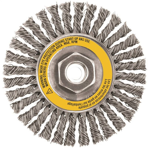Wheel Brush, 4" Dia., 0.02" Fill, 5/8"-11 Arbor, Stainless Steel Nia-Chem Ltd.