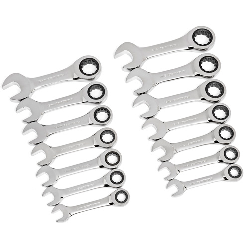 72-Tooth 12 Point Stubby Wrench Set, Ratcheting Combination, 14 Pieces, Imperial and Metric Nia-Chem Ltd.