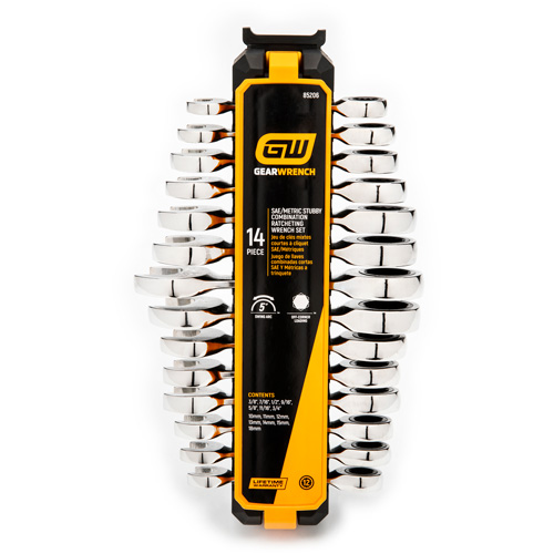 72-Tooth 12 Point Stubby Wrench Set, Ratcheting Combination, 14 Pieces, Imperial and Metric Nia-Chem Ltd.