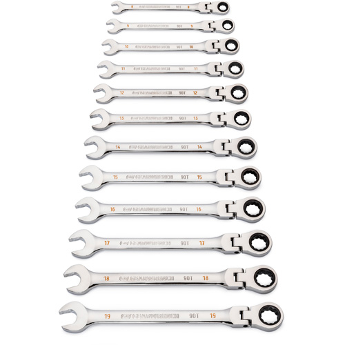 90-Tooth 12 Point Wrench Set, Flex Head/Ratcheting Combination, 12 Pieces, Metric Nia-Chem Ltd.