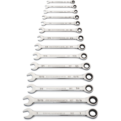 90-Tooth 12 Point SAE Wrench Set, Ratcheting Combination, 14 Pieces, Imperial Nia-Chem Ltd.