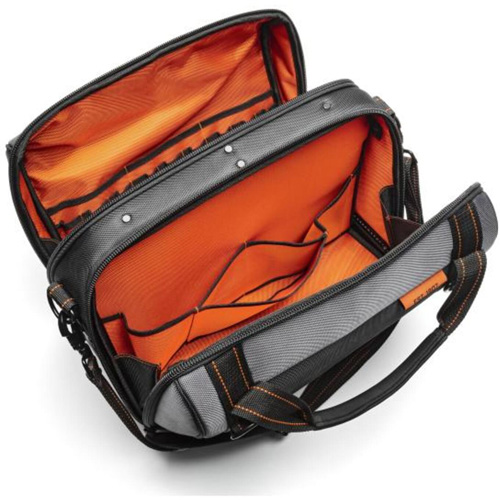 Sac ouvert de 17" pour outils d'ouvrier, Polyester, 3 pochettes, Noir/Gris/Orange Nia-Chem Ltd.