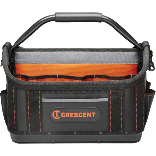 Sac ouvert de 17" pour outils d'ouvrier, Polyester, 25 pochettes, Noir/Orange Nia-Chem Ltd.