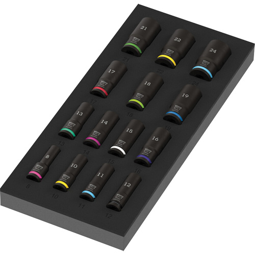 Insert en mousse pour jeu de douilles profondes Impaktor 1 Zyklop B, 15 Mcx, Chocs, Prise de 3/8", Profond Nia-Chem Ltd.