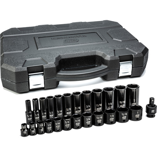 6-Point SAE Socket Set, 25 Pcs, Impact, 3/8" Drive Size, Deep Nia-Chem Ltd.