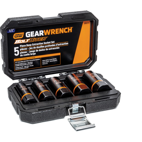 Bolt Biter Extraction Socket Set, 5 Pcs, Impact, 1/2" Drive Size, Deep Nia-Chem Ltd.