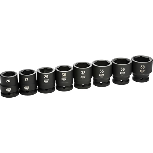 6-Point Metric Socket Set, 8 Pcs, Impact, 3/4" Drive Size Nia-Chem Ltd.