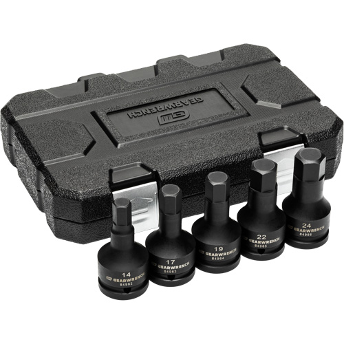 Metric Impact Bit Socket Set with Blow Mold Case, Hex, 3/4" Drive, 5 Pcs Nia-Chem Ltd.
