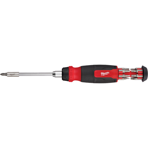 14-in-1 Ratcheting 1/4" Drive Multi-Bit Screwdriver, 10-11/100" L, Cushion Grip Handle Nia-Chem Ltd.