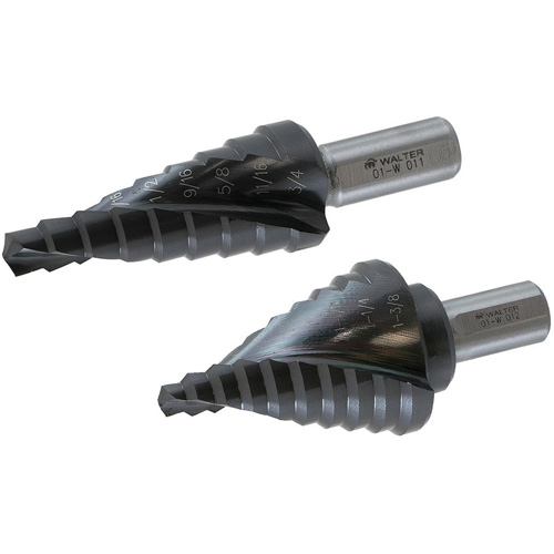 Foret &eacute;tag&eacute; Multi-Step, 1/4" - 1-3/8", Incr&eacute;ments de 1/8", Acier rapide Nia-Chem Ltd.