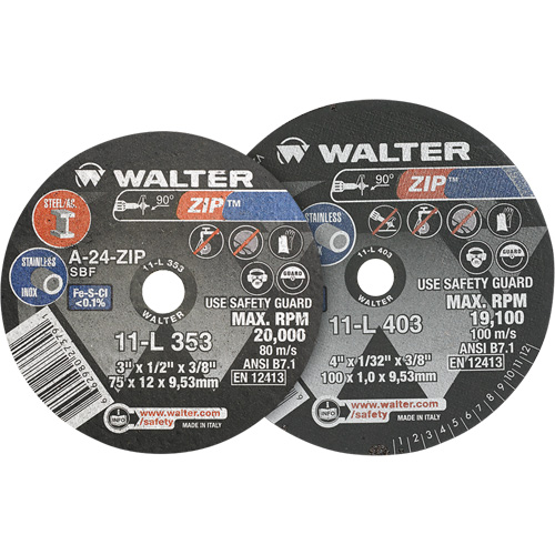 Zip Cut-Off Wheel, 4" x 1/4", 3/8" Arbor, Type 1 Nia-Chem Ltd.