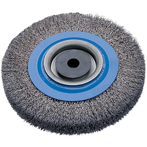 Crimped Wire Bench Wheel Brush, 8" Dia., 0.0118" Fill, 5/8" - 1-1/4" Arbor Nia-Chem Ltd.