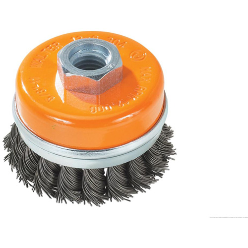 Brosse boisseau &agrave; fils nou&eacute;s avec anneau, 4" dia. x 5/8"-11 arbre Nia-Chem Ltd.