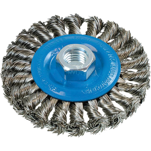 Brosse rotative &agrave; fils nou&eacute;s large, Arbre 5/8"-11, Acier Nia-Chem Ltd.