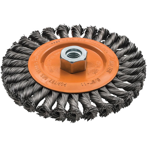 Wide Knotted Wire Wheel Brush, 5/8"-11 Arbor, Steel Nia-Chem Ltd.