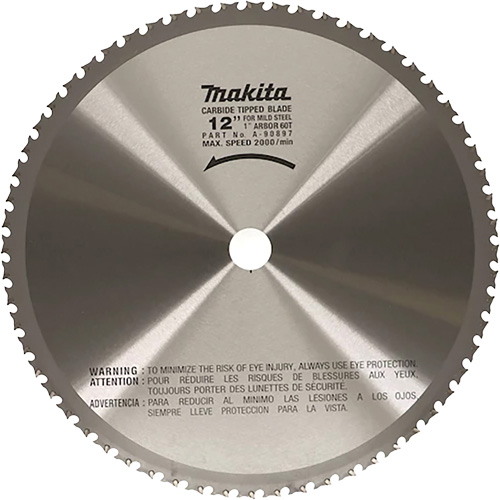 Cut Off Saw Blade for Portable Cut Off Saws, 12", 60 Teeth, Metal Use Nia-Chem Ltd.