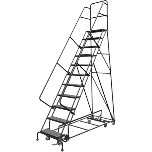 All Directional Rolling Ladder, 11 Steps, 24" Step Width, 110" Platform Height, Steel Nia-Chem Ltd.