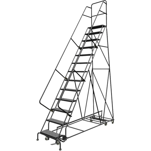 &eacute;chelles roulantes multidirectionnelles, 13 marches, Largeur de la marche 24", Hauteur de la plateforme 130", Acier Nia-Chem Ltd.