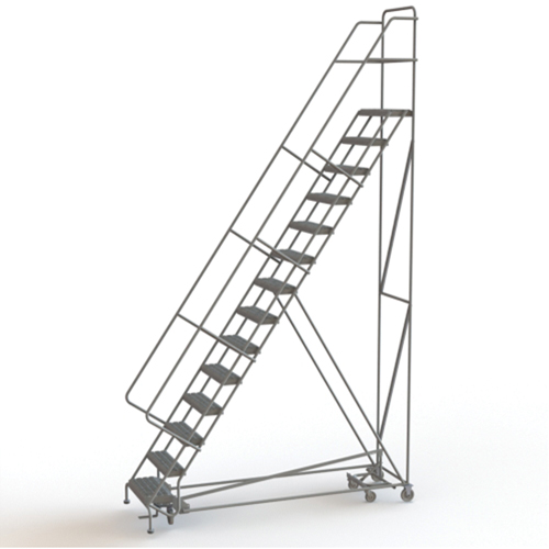 &eacute;chelles roulantes multidirectionnelles, 14 marches, Largeur de la marche 24", Hauteur de la plateforme 140", Acier Nia-Chem Ltd.