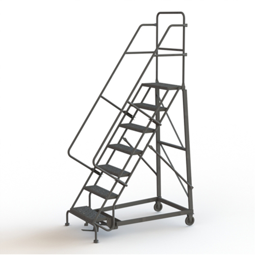 Heavy Duty Rolling Ladder, 7 Steps, 24" Step Width, 70" Platform Height, Steel Nia-Chem Ltd.
