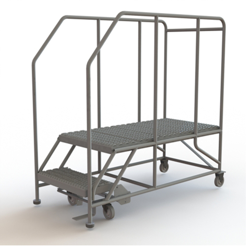 Mobile Work Platform, Steel, 2 Steps, 20" H, 47" D, 24" Step, Serrated Nia-Chem Ltd.