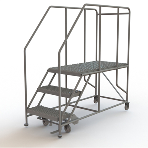 Mobile Work Platform, Steel, 3 Steps, 30" H, 47" D, 24" Step, Serrated Nia-Chem Ltd.
