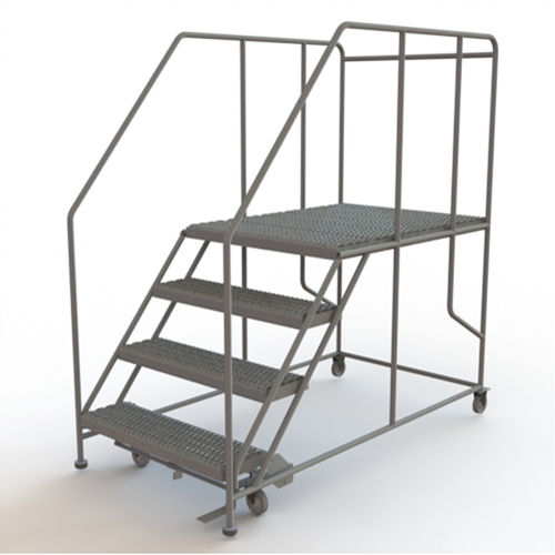 Mobile Work Platform, Steel, 4 Steps, 40" H, 48" D, 36" Step, Serrated Nia-Chem Ltd.