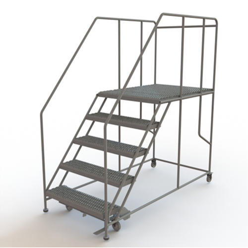 Mobile Work Platform, Steel, 5 Steps, 50" H, 48" D, 36" Step, Serrated Nia-Chem Ltd.