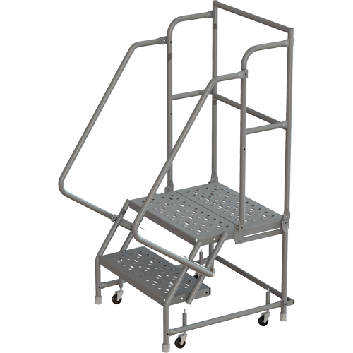 Escabeaux roulants &agrave; dessus profond, 2 marches, Largeur de la marche 16", Hauteur de la plateforme 20", Acier Nia-Chem Ltd.