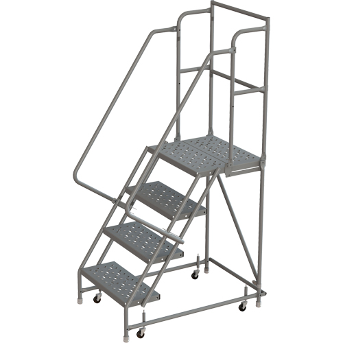 Escabeaux roulants &agrave; dessus profond, 4 marches, Largeur de la marche 16", Hauteur de la plateforme 40", Acier Nia-Chem Ltd.