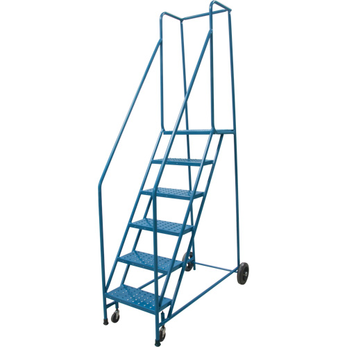 Rolling Step Ladder, 6 Steps, 18" Step Width, 55" Platform Height, Steel Nia-Chem Ltd.