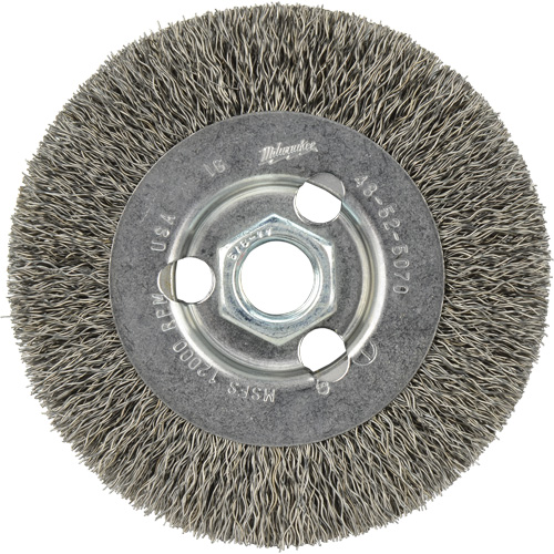 Crimped Wire Wheel, 4" Dia., 0.12" Fill, 5/8"-11 Arbor Nia-Chem Ltd.