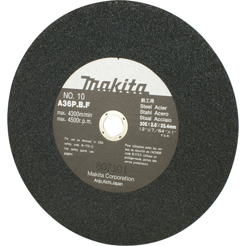 Abrasive Wheel for Cut Off Saws & Angle Cutters, 12" x 7/64", 1" Arbor, 4500 RPM Nia-Chem Ltd.