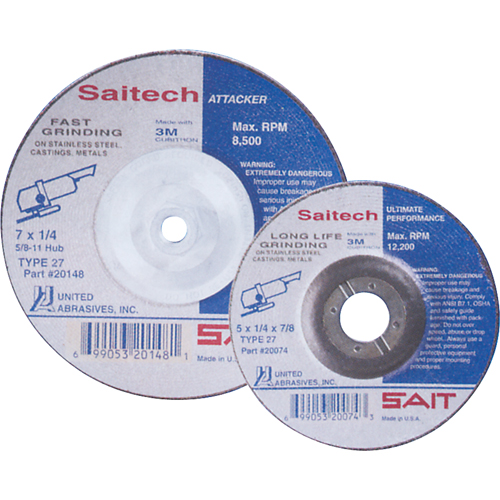 Saitech Ultimate Performance Grinding Wheel, 4" x 1/4", 3/8" Arbor, Aluminum Oxide, Type 27 Nia-Chem Ltd.