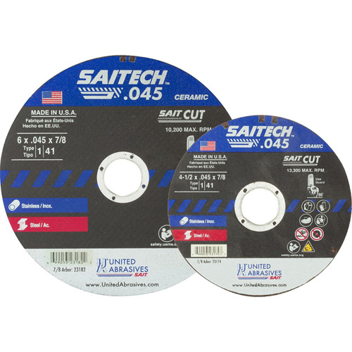 Meule &agrave; tronçonner, 15" x 0,045", Arbre de 7/8", Type 1, Oxyde d'aluminium/C&eacute;ramique, 12 200 Tr/min Nia-Chem Ltd.