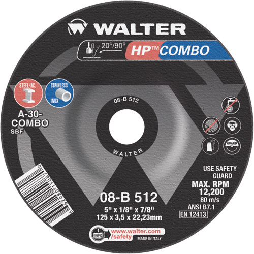 HP Combo Depressed Center Combination Wheel, 5" x 1/8", 7/8" Arbor, Type 27 Nia-Chem Ltd.