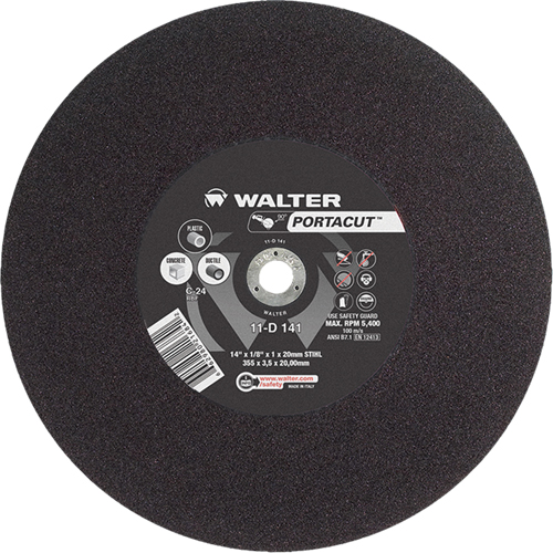 Portacut High Speed Cut-Off Wheel, 14" x 1/8", 3/4" Arbor, Type 1, Silicon Carbide, 5400 RPM Nia-Chem Ltd.