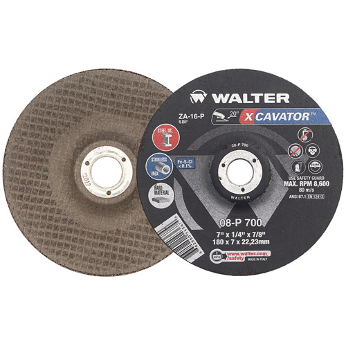 Meule XCAVATOR, 7" x 1/4", Arbre 7/8", Zirconium, Type 27 Nia-Chem Ltd.