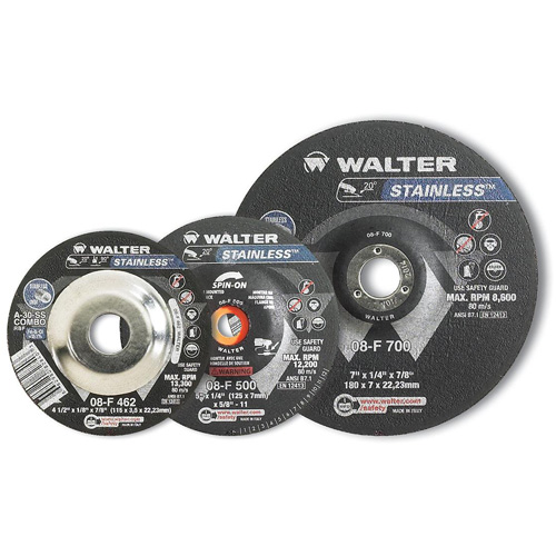 STAINLESS Grinding and Cutting Wheel, 4-1/2" x 1/4", 5/8"-11 Arbor, Type 28S, Aluminum Oxide, 13300 RPM Nia-Chem Ltd.