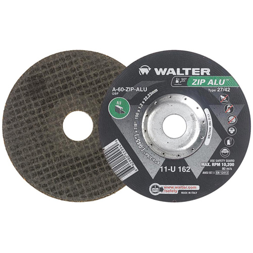 Meule &agrave; tronçonner Zip Alu, 6" x 3/64", Arbre de 7/8", Type 27, Oxyde d'aluminium, 10 200 Tr/min Nia-Chem Ltd.