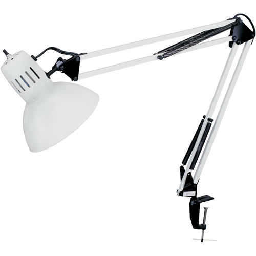 Swing Arm Clamp-On Desk Lamps, 100 W, Incandescent, C-Clamp, 36" Neck, White Nia-Chem Ltd.