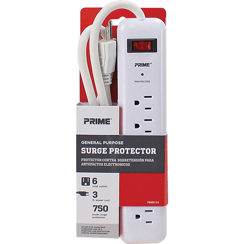 Protecteurs de surtension, 6 Prises, 750 J, 1875, Cordon 3' Nia-Chem Ltd.